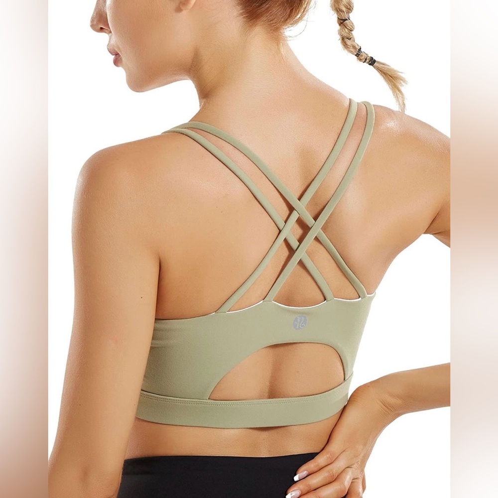 Women's Olive Sports Bra - Picture 2 of 4